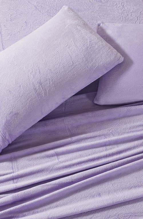 Woven & Weft Solid Plush Velour Sheet Set In Purple