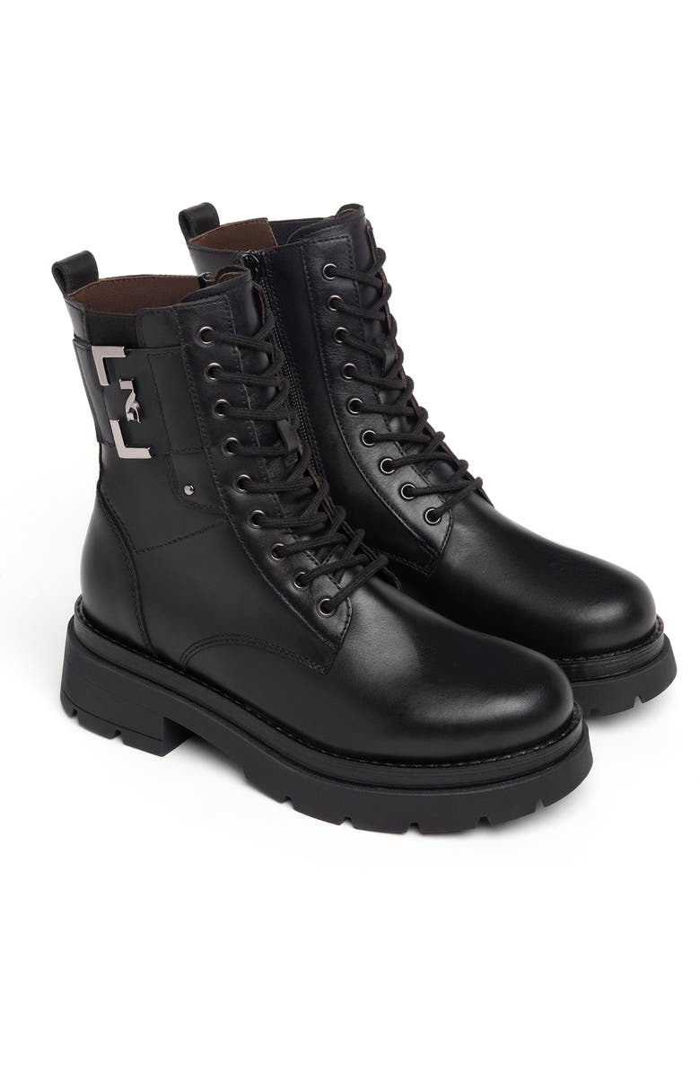 NeroGiardini Logo Plate Lug Sole Bootie, Main, color,