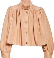 Chloé Puff Shoulder Leather Crop Jacket