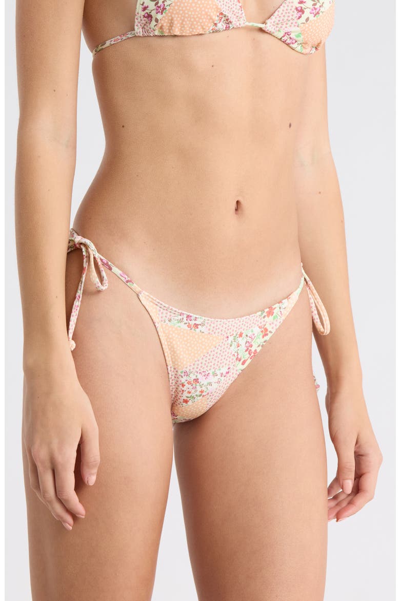 High Cut Side Tie Bikini Bottoms, Alternate, color, PINK FLORAL