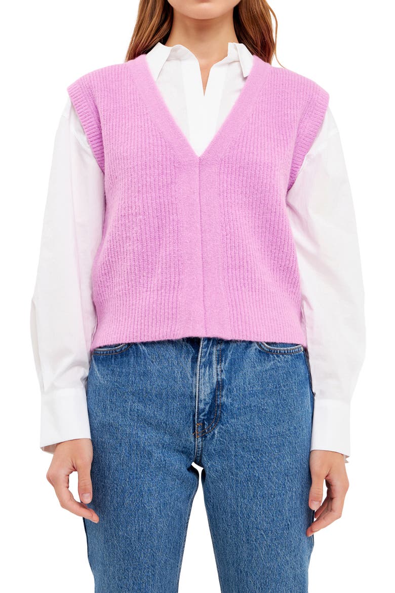 Rib Sweater Vest, Alternate, color, ORCHID