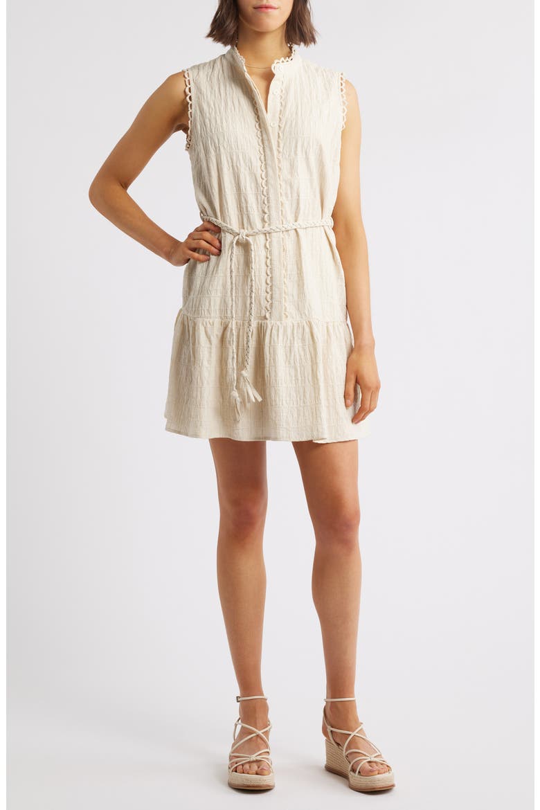 Ginny Textured Sleeveless Minidress, Main, color, CREAM
