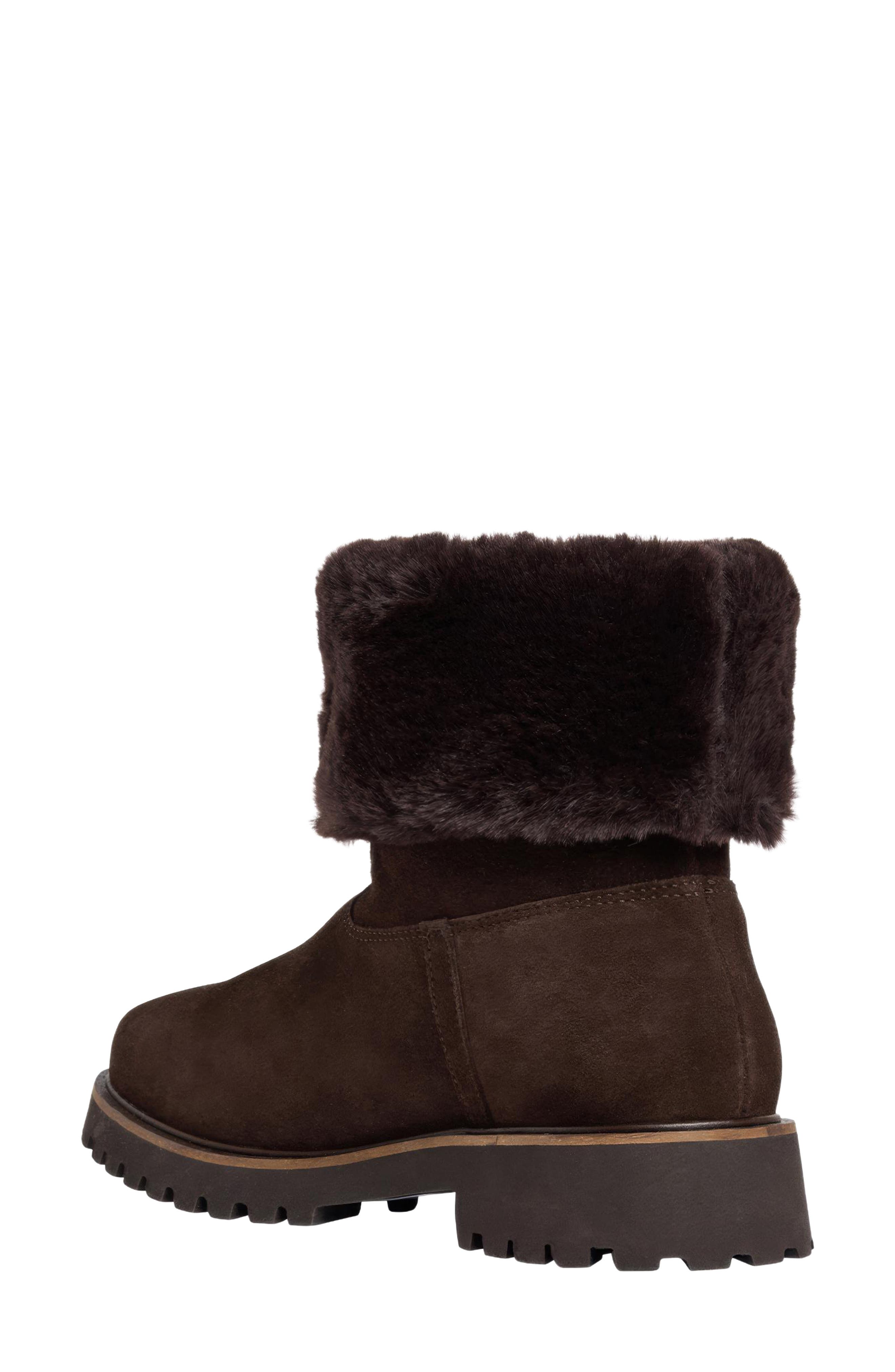 Ayla Boot with Faux Fur Trim, Alternate, color, DARK BROWN SUEDE
