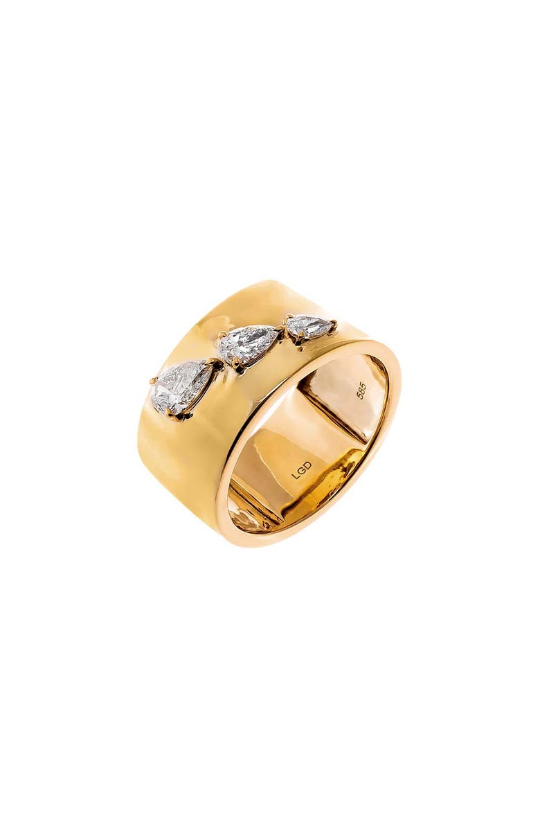 BY ADINA EDEN Lab Grown Diamond Graduated Triple Pear Wide Band Ring 14K, Main, color, 14K Gold
