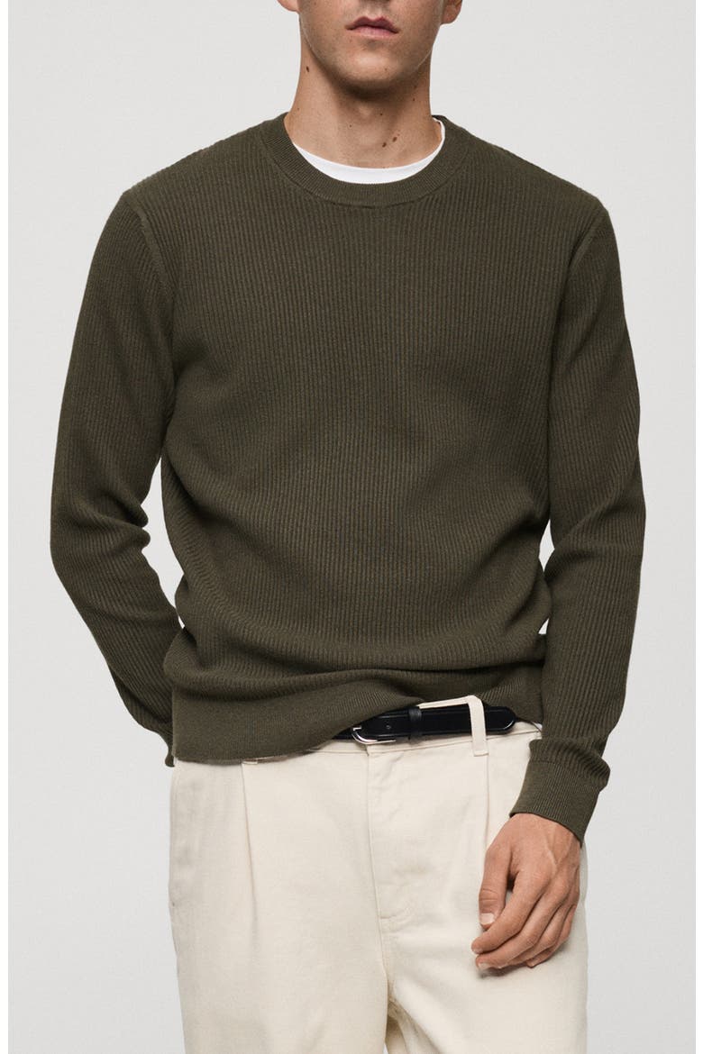 Rib Crewneck Sweater, Main, color, KHAKI GREEN