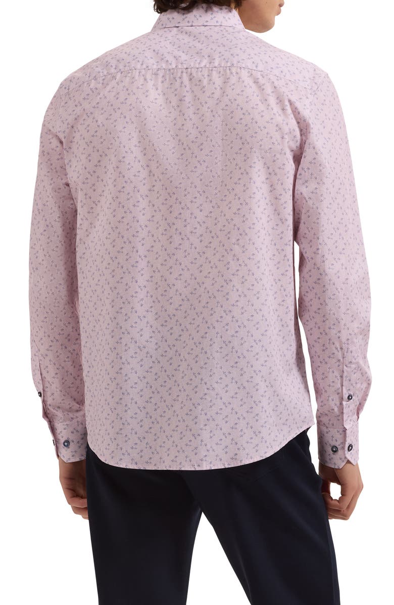 Bugatchi Julian Shaped Fit Floral Cotton Button-Up Shirt, Alternate, color, Primerose