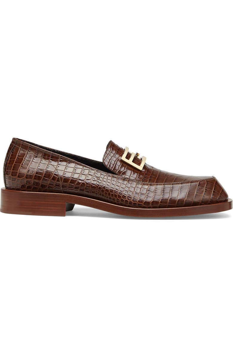 Fendi FF Motif Crocodile Embossed Loafer, Alternate, color,