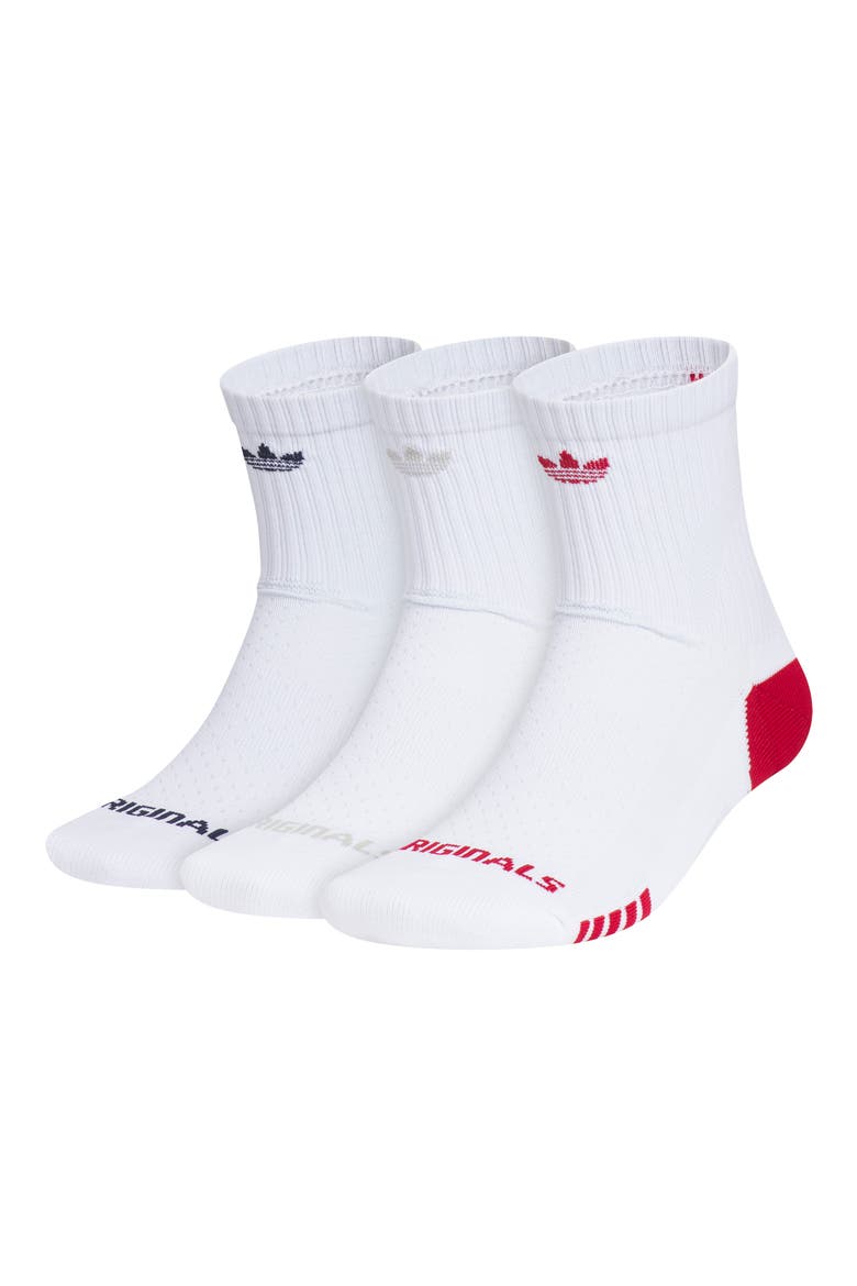 Gender Inclusive Originals Tech 2.0 3-Pack Quarter Socks, Main, color, WHITE/ NIGHT INDIGO/ RED