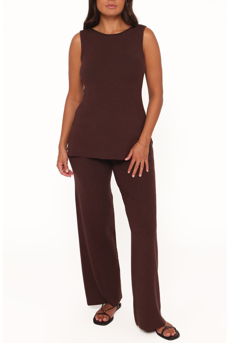Beth 2-Piece Knitted Pant Set, Main, color, CHOCOLATE