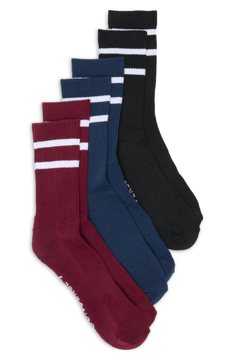 Assorted 3-Pack Varsity Stripe Crew Socks
