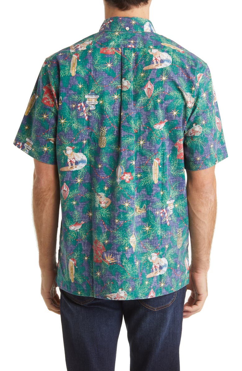 Reyn Spooner Hawaii Christmas Classic Fit Short Sleeve Button-Down Polo Shirt, Alternate, color, 