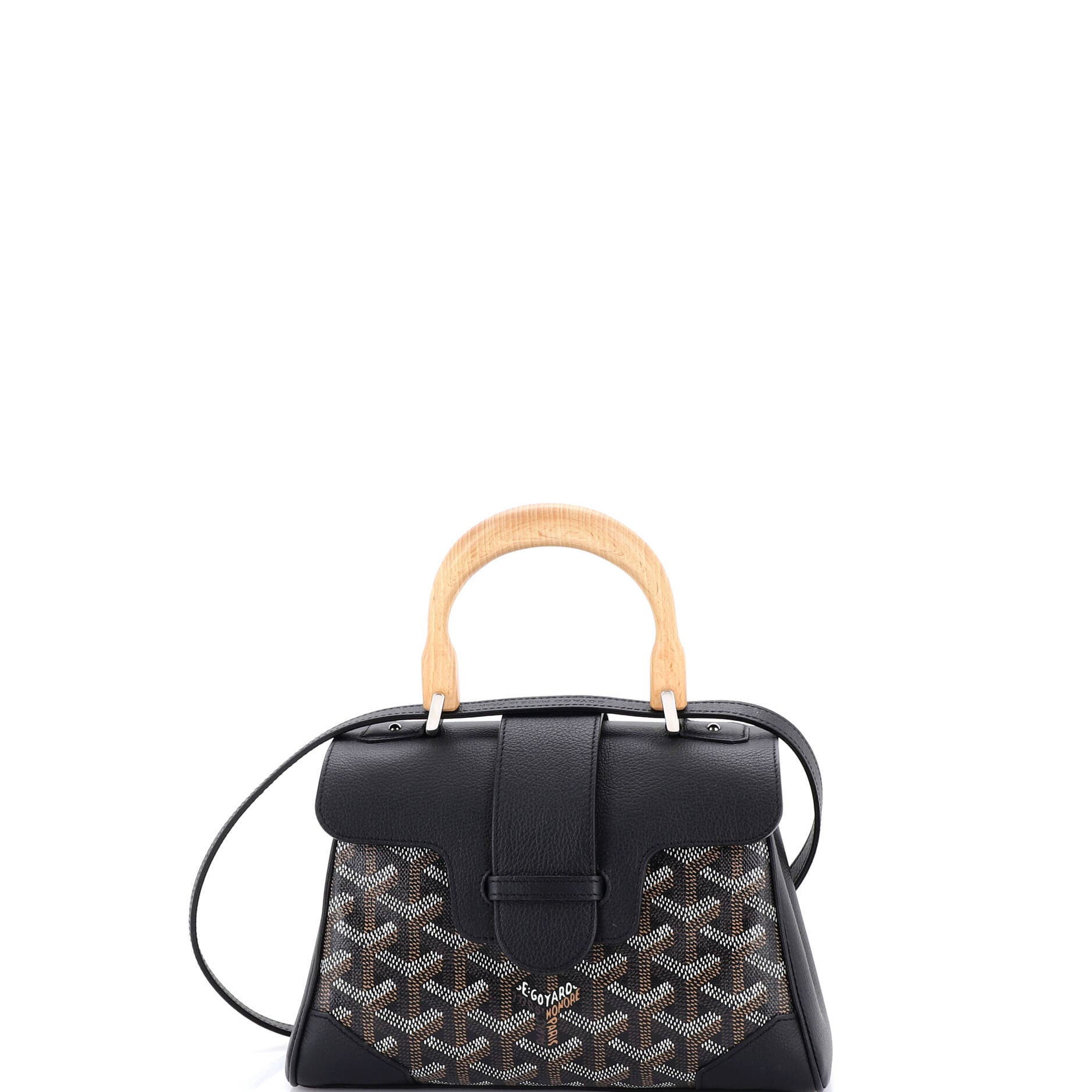 Pre-Owned Goyard Saigon Top Handle Bag Coated Canvas with Leather Mini, Main, color, Brown