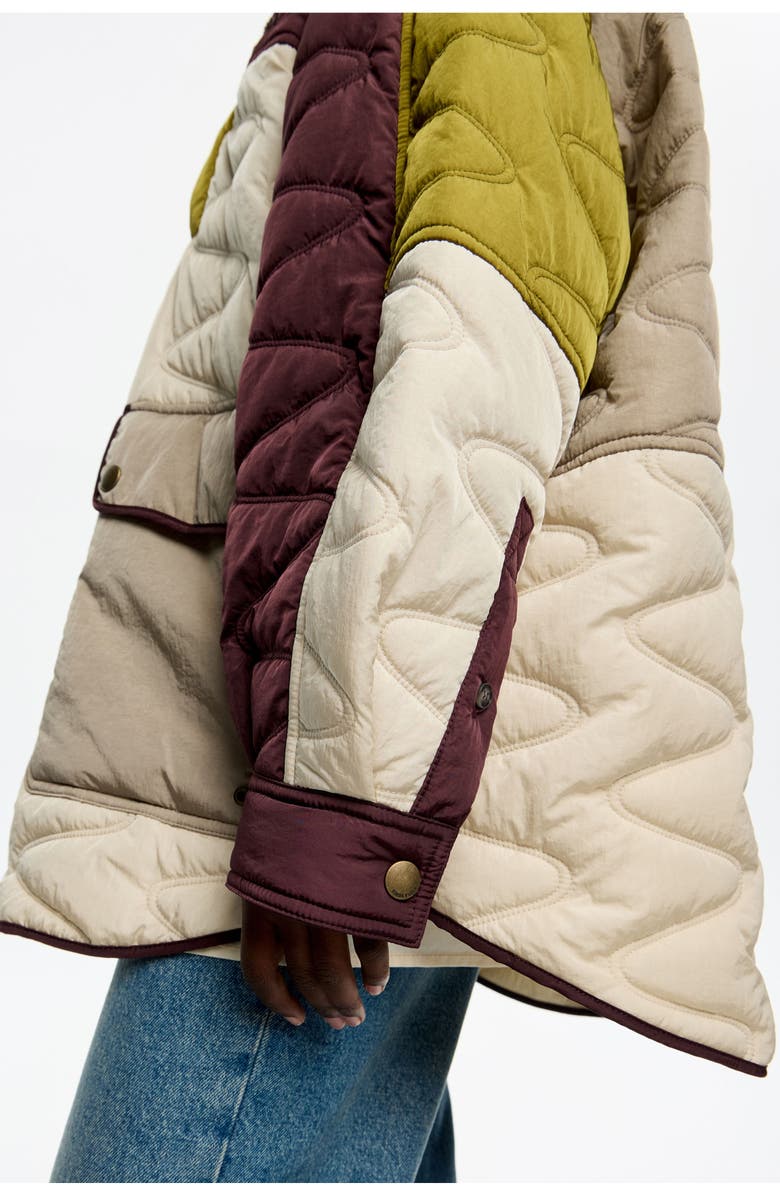 Bimba y Lola Multicolor Patchwork Padded Jacket, Alternate, color, Burgundy