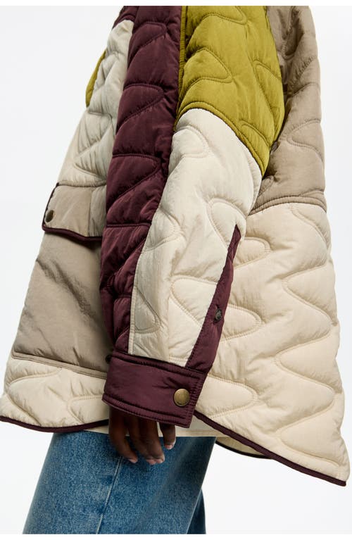 Bimba Y Lola Multicolor Patchwork Padded Jacket In Burgundy