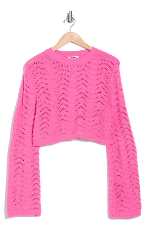 Nyc Knits By The Sweater Dept Pointelle Crop Pullover Sweater In Pink
