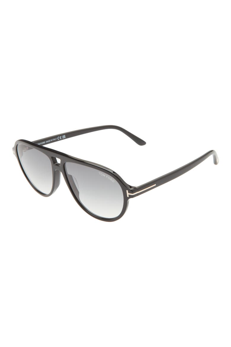 Jeffrey 59mm Gradient Pilot Sunglasses, Alternate, color, SHINY BLACK / GRADIENT SMOKE