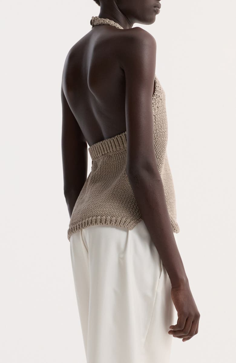 Róhe Chunky Cotton Halter Top, Alternate, color, Stone