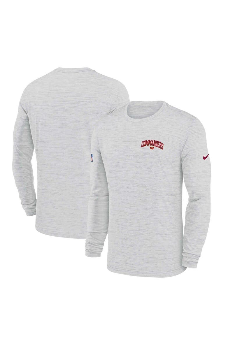 Men's Nike White Washington Commanders Sideline Velocity Athletic Stack Performance Long Sleeve T-Shirt, Alternate, color, White
