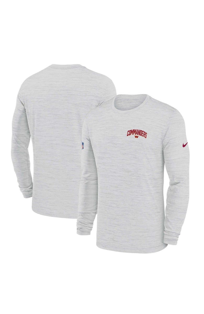 Nike Men's Nike White Washington Commanders Sideline Velocity Athletic Stack Performance Long Sleeve T-Shirt, Alternate, color,