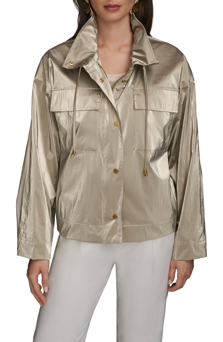 Donna Karan New York Metallic Jacket, Main, color, Pale Champagne