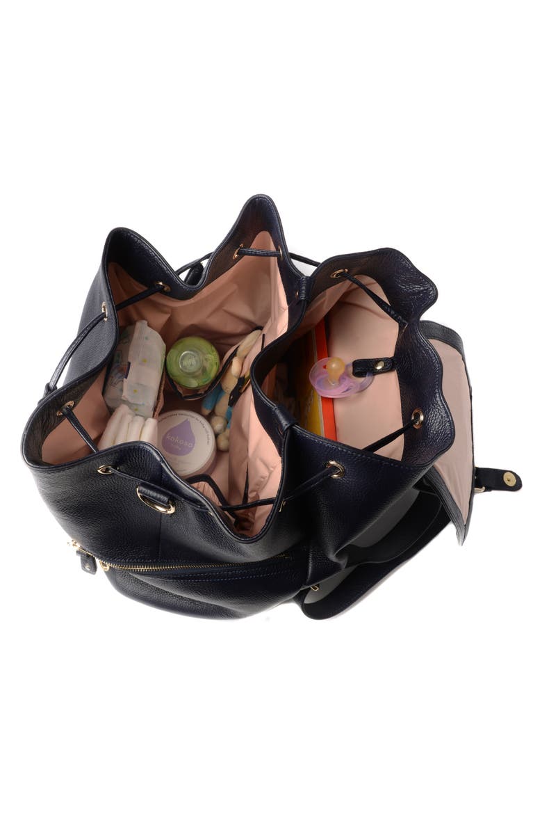 Thor Leather Diaper Backpack, Alternate, color, BLACK WITH LIGHT GOLD HARDWARE