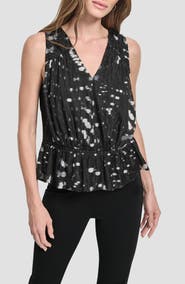 DKNY Shine Crinkle Chiffon Peplum Top