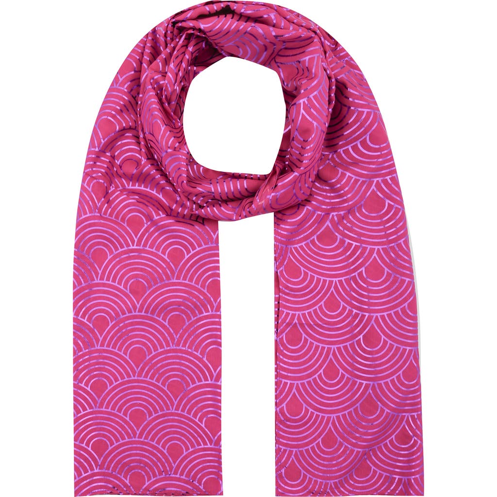 Kurt Geiger Rainbow Metallic Oblong Scarf In Fuchsia