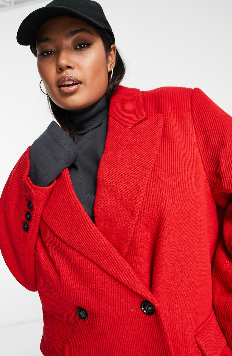 ASOS DESIGN Curve Twill Longline Coat, Alternate, color,