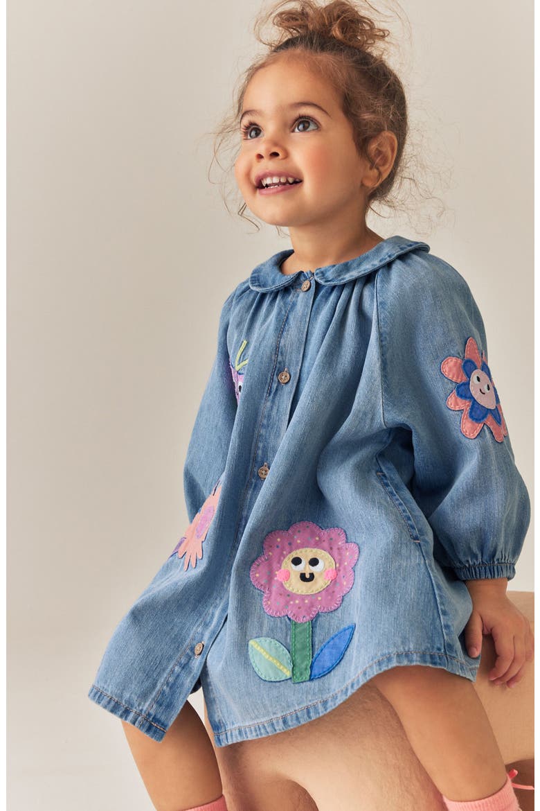Kids' Patch Denim Dress, Alternate, color, BLUE