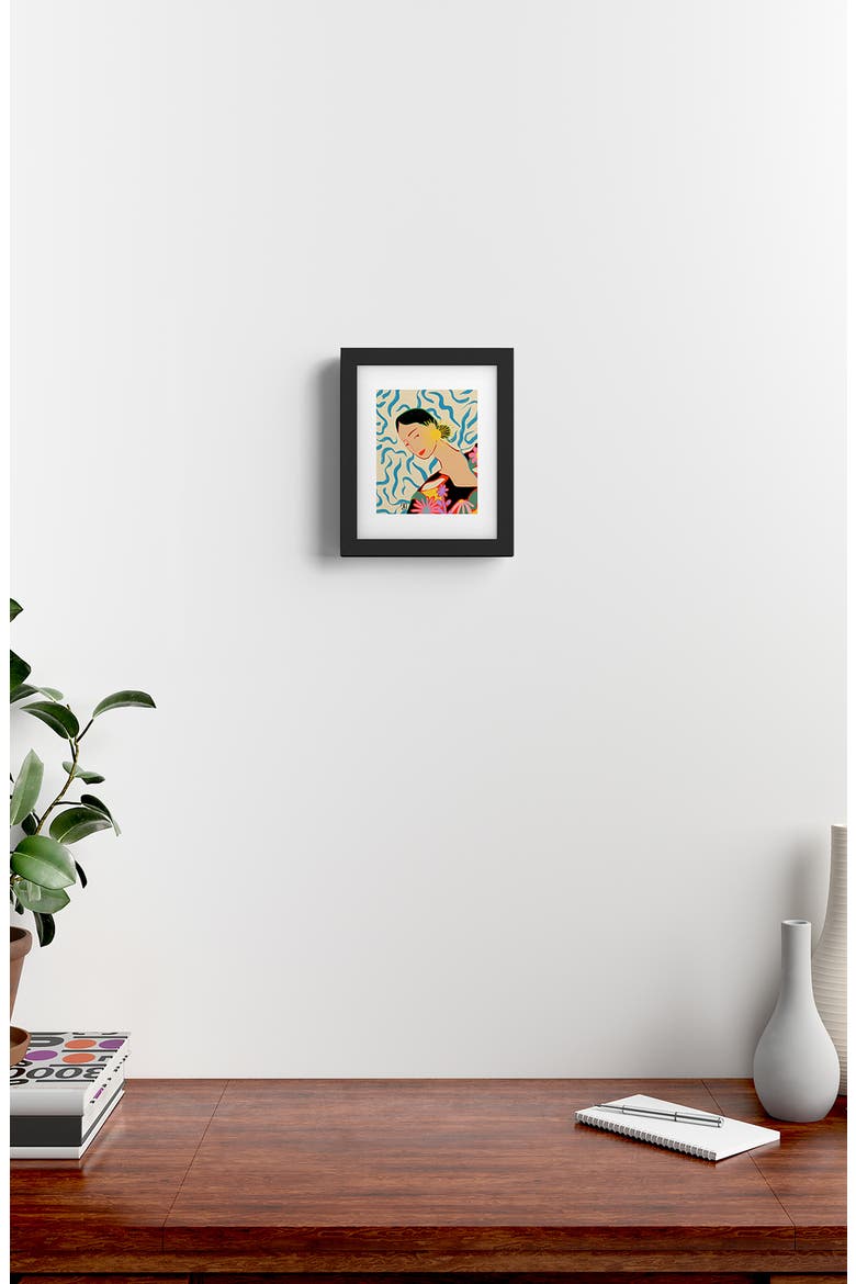 Deny Deigns Smiling Woman Framed Wall Art, Alternate, color, MULTI