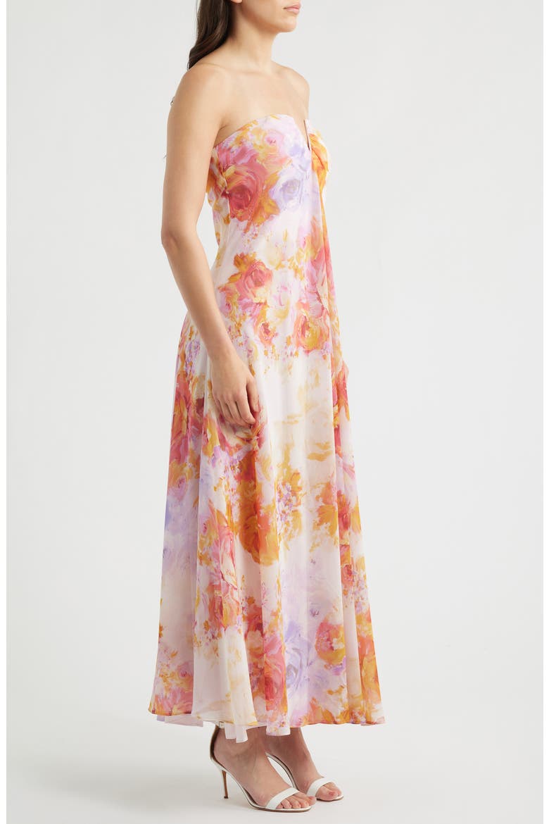 The Emerson Floral Strapless Dress, Alternate, color, BARELY PEACH