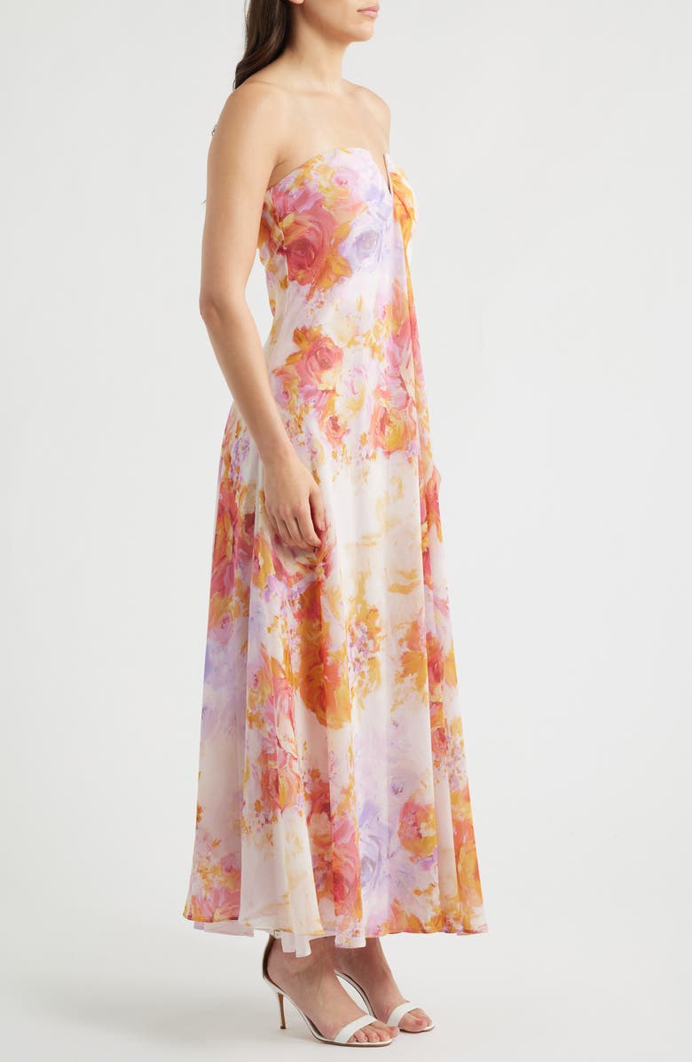 Parker The Emerson Floral Strapless Dress, Alternate, color, Barely Peach