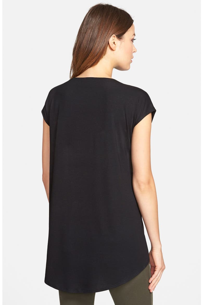 Asymmetrical Hem Top, Alternate, color, BLACK