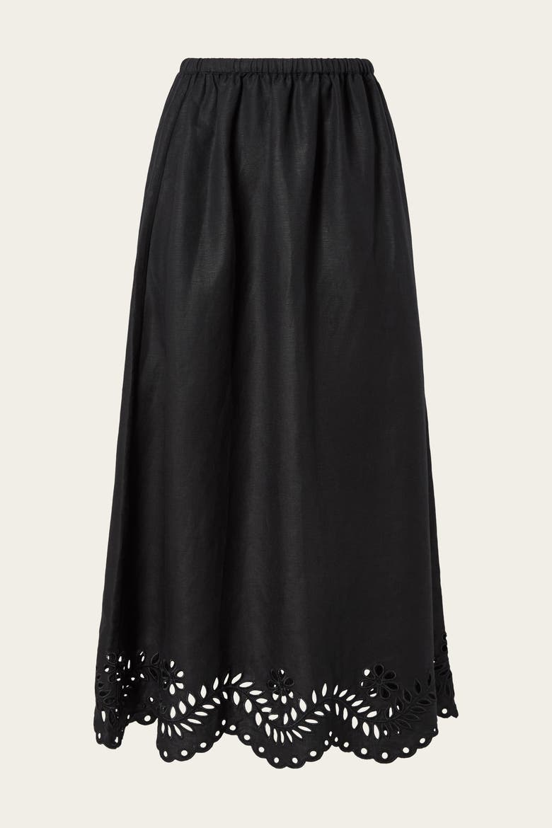Chara Broderie Anglais Maxi Skirt, Alternate, color, Black