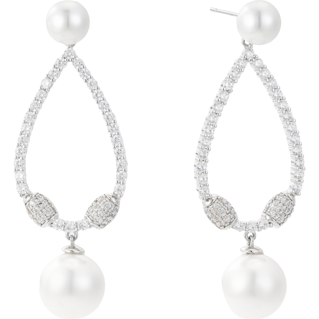 Untamed Petals Muse Pearl Drop Earrings In Metallic