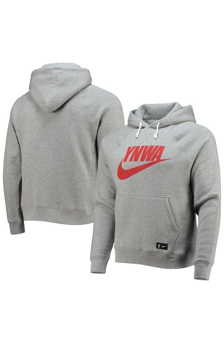 Nike Men's Nike Gray Liverpool Heritage YNWA Raglan Pullover Hoodie, Alternate, color, 