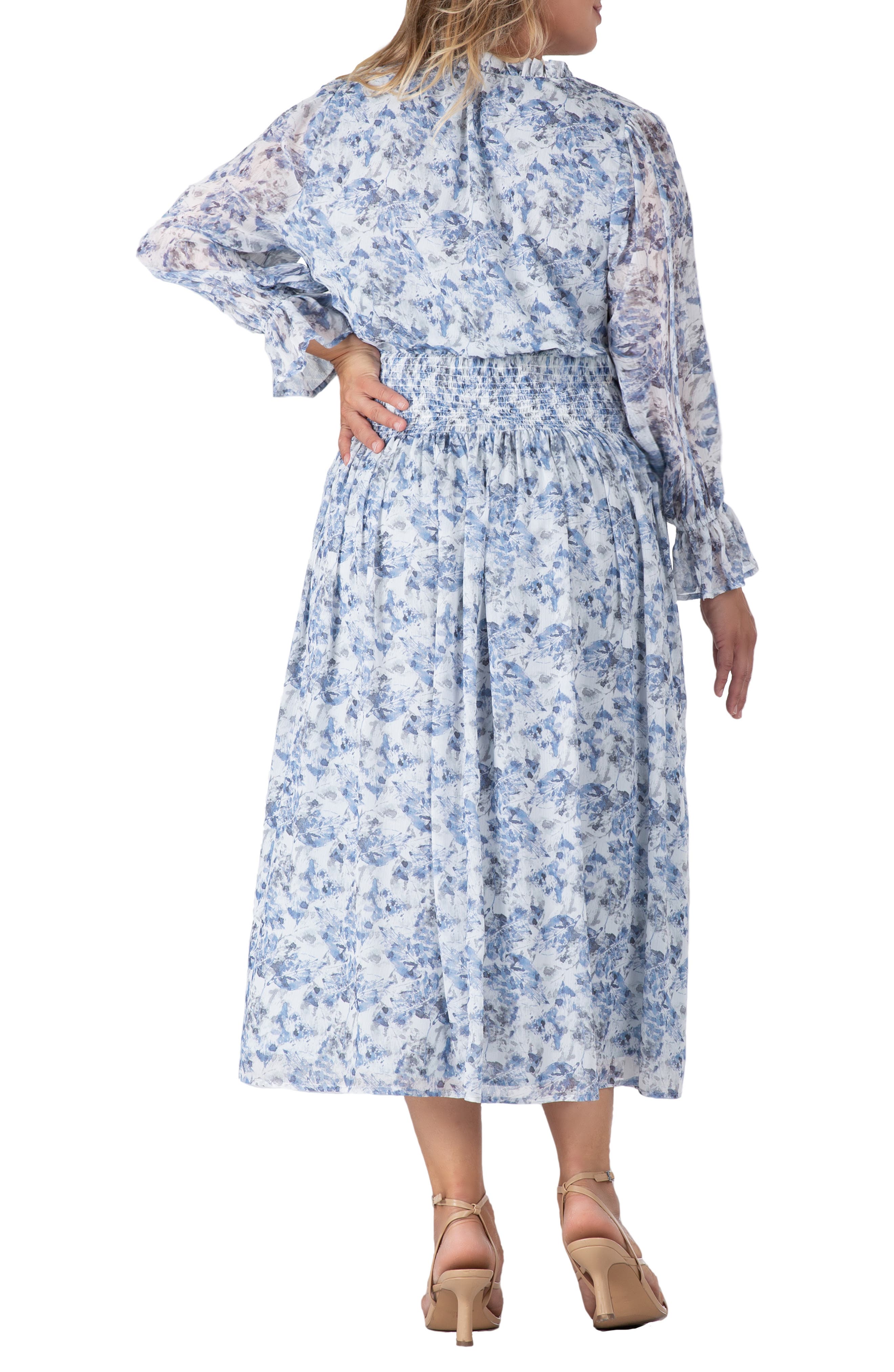 Floral Long Sleeve Midi Dress - image 2