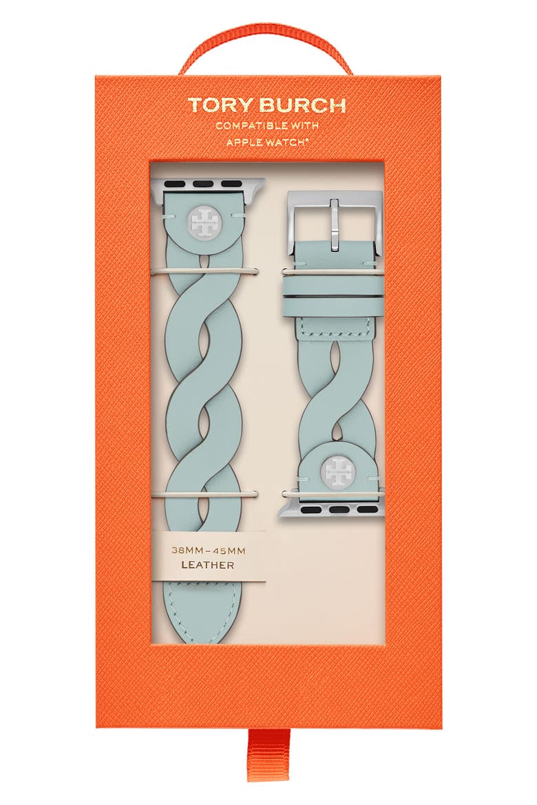 Braided Leather 20mm Apple Watch® Watchband, Alternate, color, BLUE