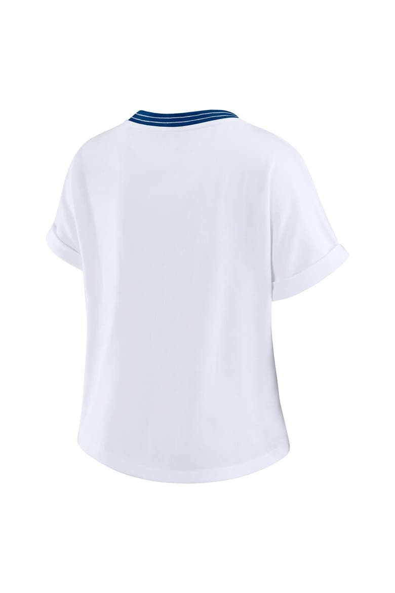 Women's WEAR by Erin Andrews White Indianapolis Colts Cropped Center Stripe Dolman T-Shirt, Alternate, color, White