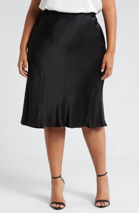 Bias Cut Satin Skirt (Plus)