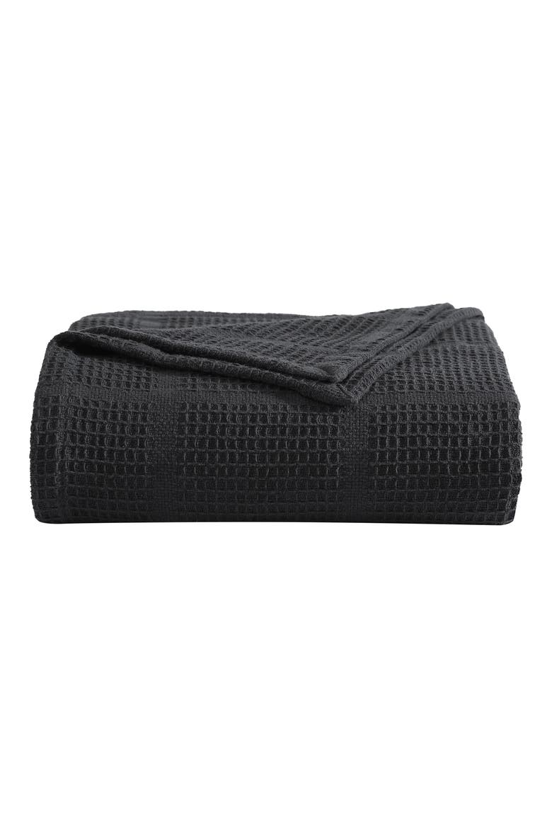 Essentials Waffle Throw Blanket, Main, color, BLACK