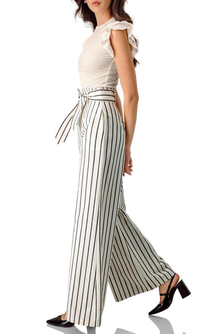 Ribbed Straight Top With Ruffles, Alternate, color, Ivory