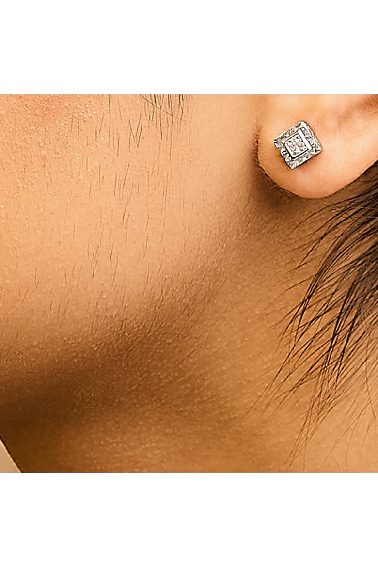 Silver 1/6 Ct Invisible Princess Quad Composite Stud Earrings, Alternate, color, White
