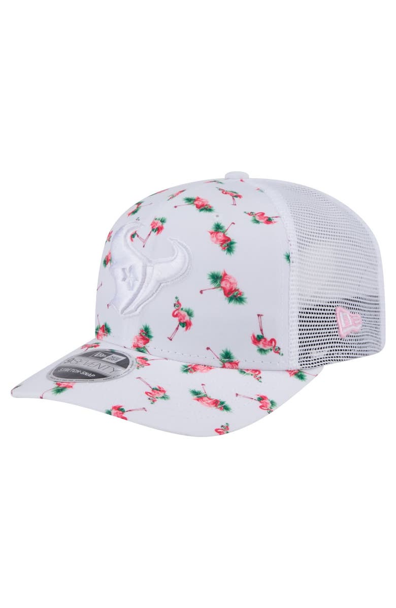 New Era Men's New Era White Houston Texans Adventure Flamingo Pattern 9SEVENTY Stretch-Snap Hat, Main, color, White