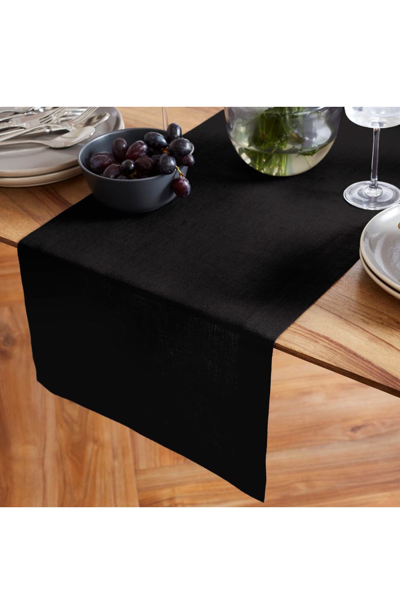 Solino Home Linen Table Runner for Dining Table, Holiday and Everyday Table Decor - Sonoma, Alternate, color, Black