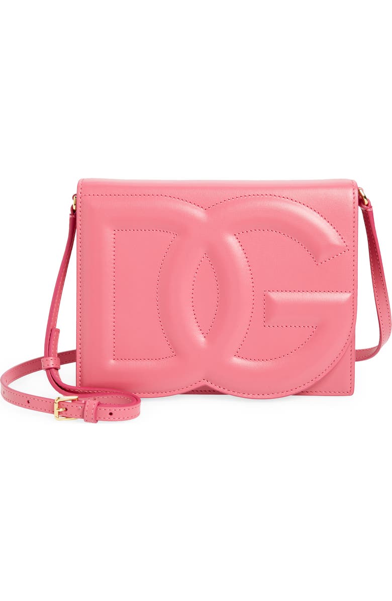 Dolce&Gabbana DG Logo Flap Leather Crossbody Bag, Main, color, Lilac