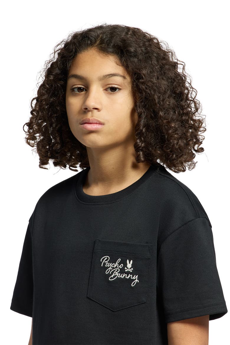 Kids' Embroidered Pima Cotton Pocket T-Shirt, Alternate, color, BLACK