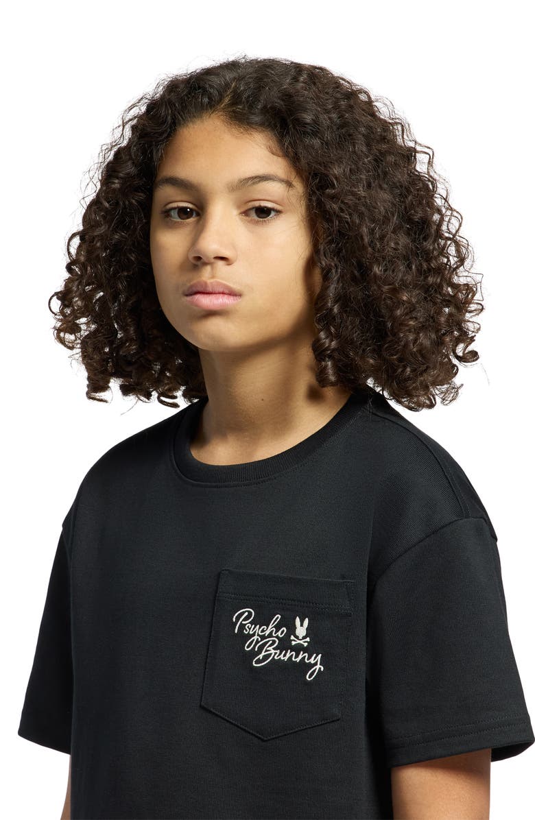 Psycho Bunny Kids' Embroidered Pima Cotton Pocket T-Shirt, Alternate, color, Black