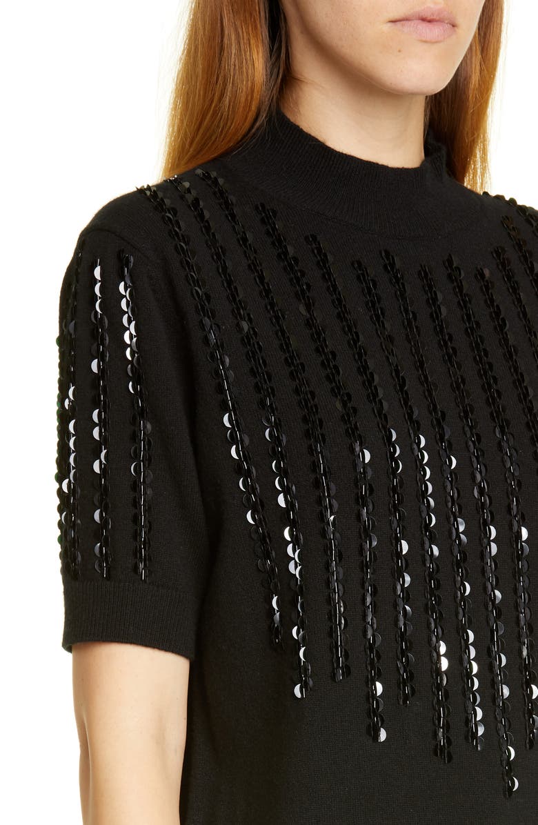 Lafayette 148 New York Sequin Stripe Cashmere Sweater, Alternate, color, 