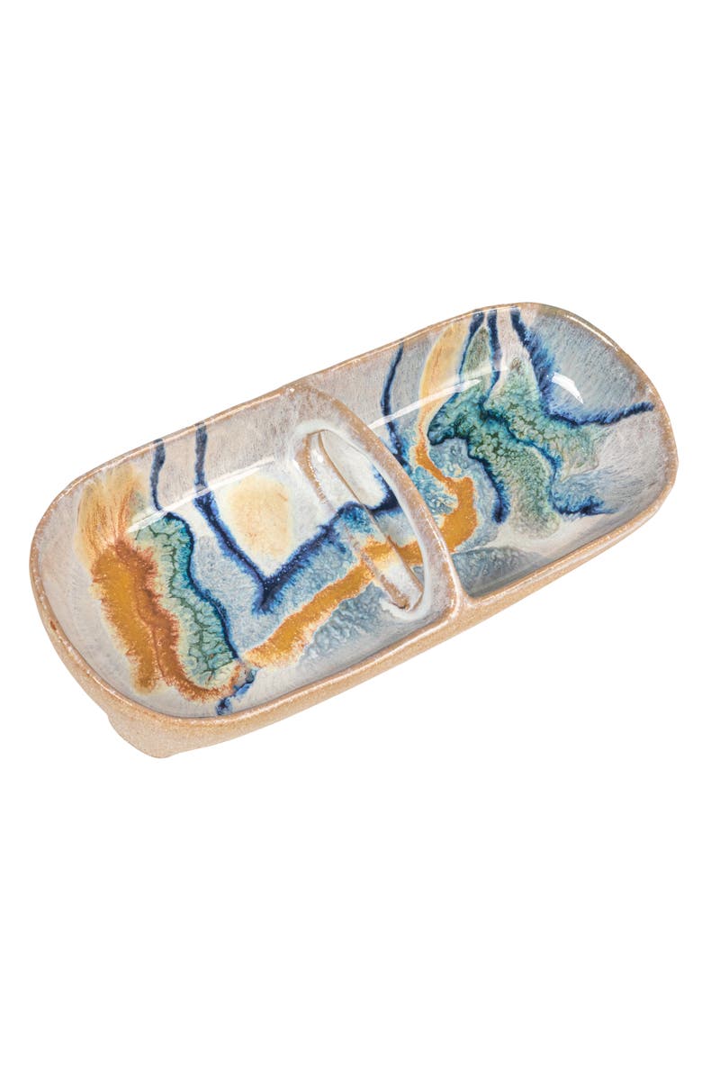 Storied Home Abstract Line Stoneware Server, Multicolor, Main, color, Blue